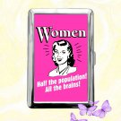 Women Half The Population All The Brains retro funny humor Cigarette Case Card Holder