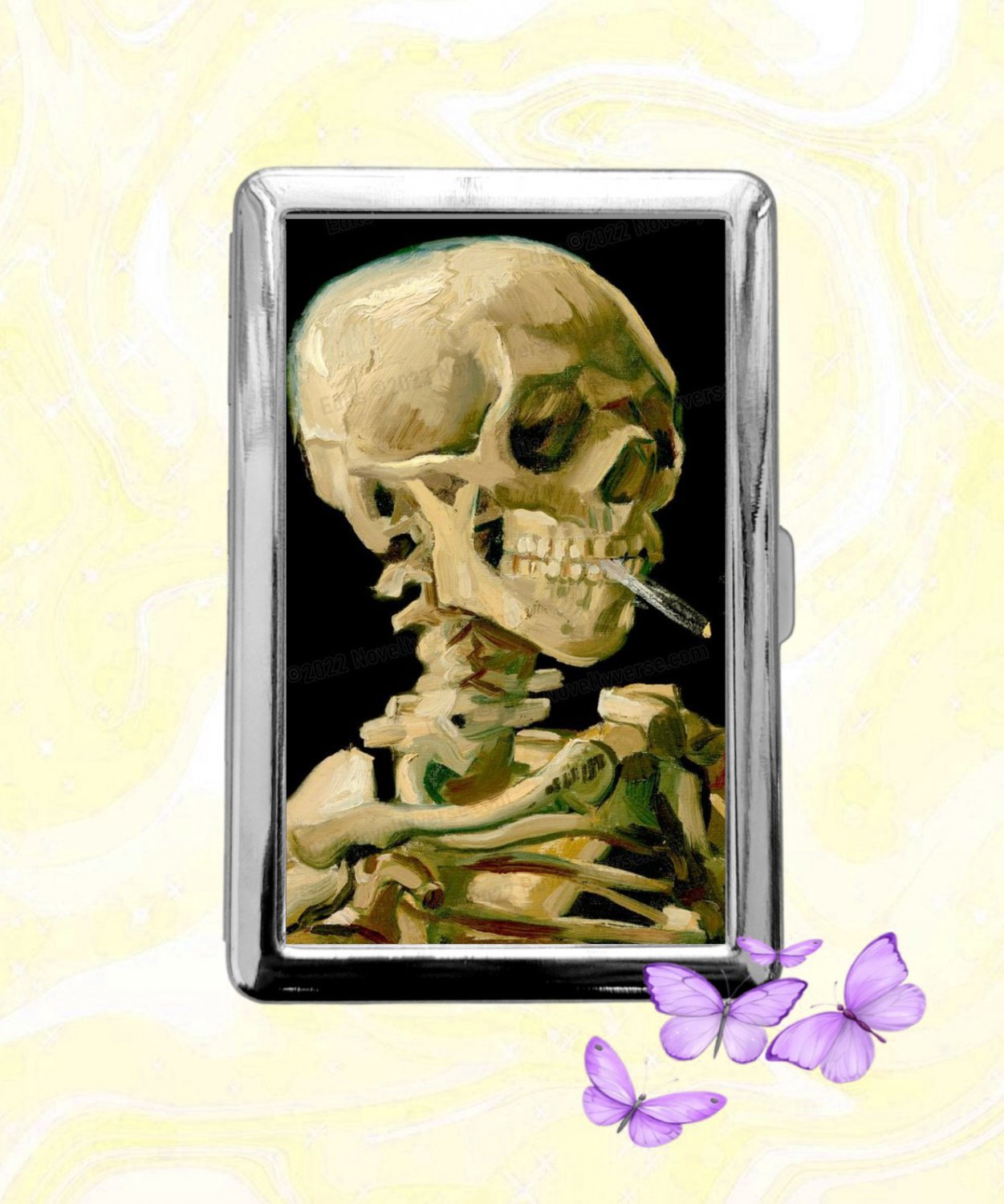 Van Gogh Head of a skeleton with a burning cigarette Cigarette Case Card Money Holder