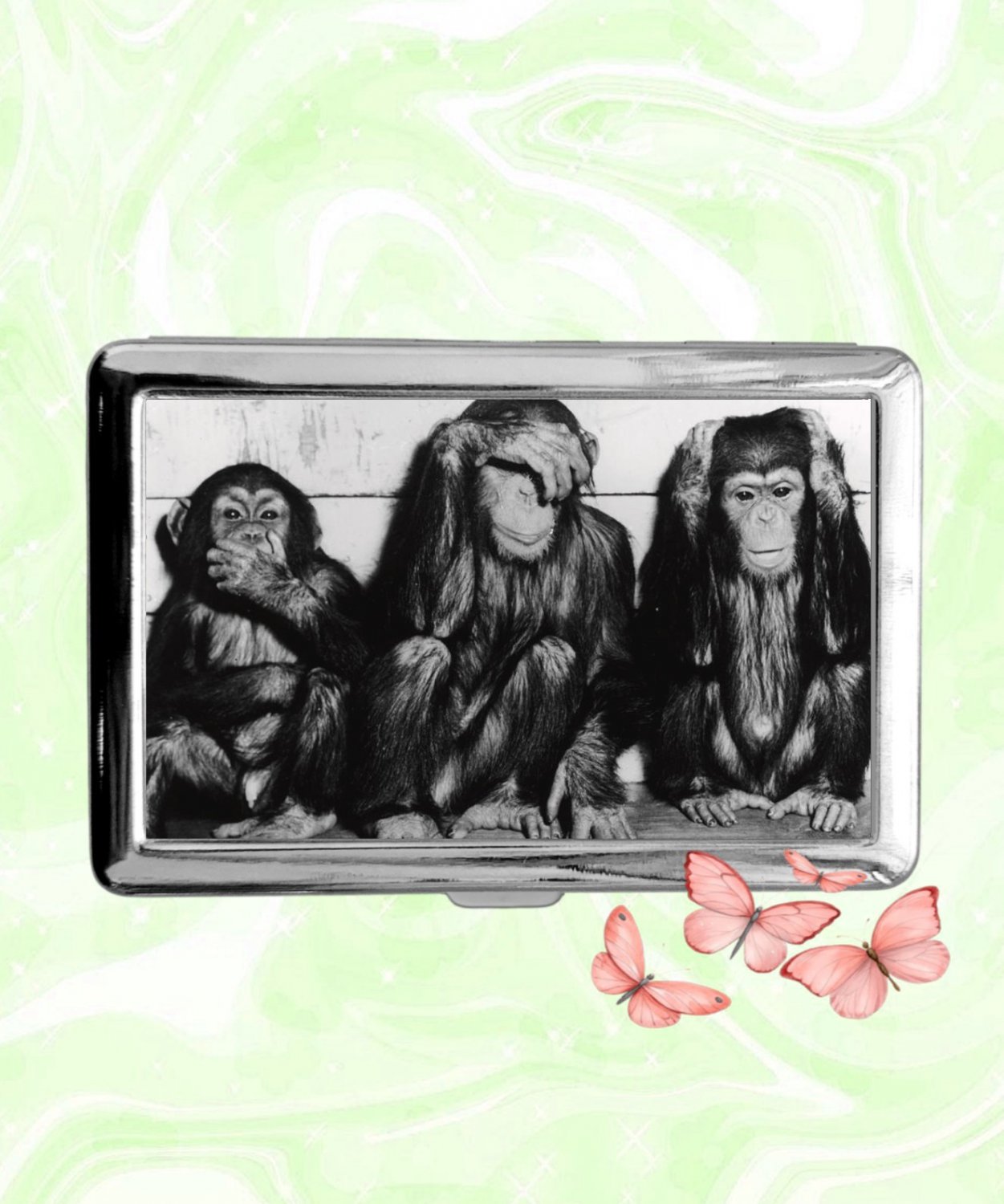 Three Wise Monkeys Mizaru Kikazaru and Iwazaru Cigarette Case Card Money Holder