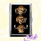 Three Wise Monkeys Cigarette Case Metal Wallet Business ID Credit Card Money Clip Holder