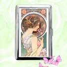 Primrose Alphonse Mucha art Cigarette Case Metal Wallet Business ID Credit Card Money Clip Holder