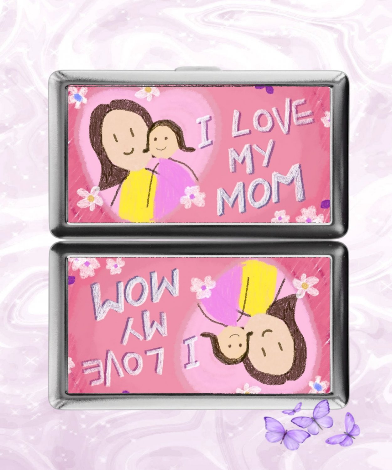 I Love My Mom Cigarette Case Business ID Credit Card Holder mother's day gift