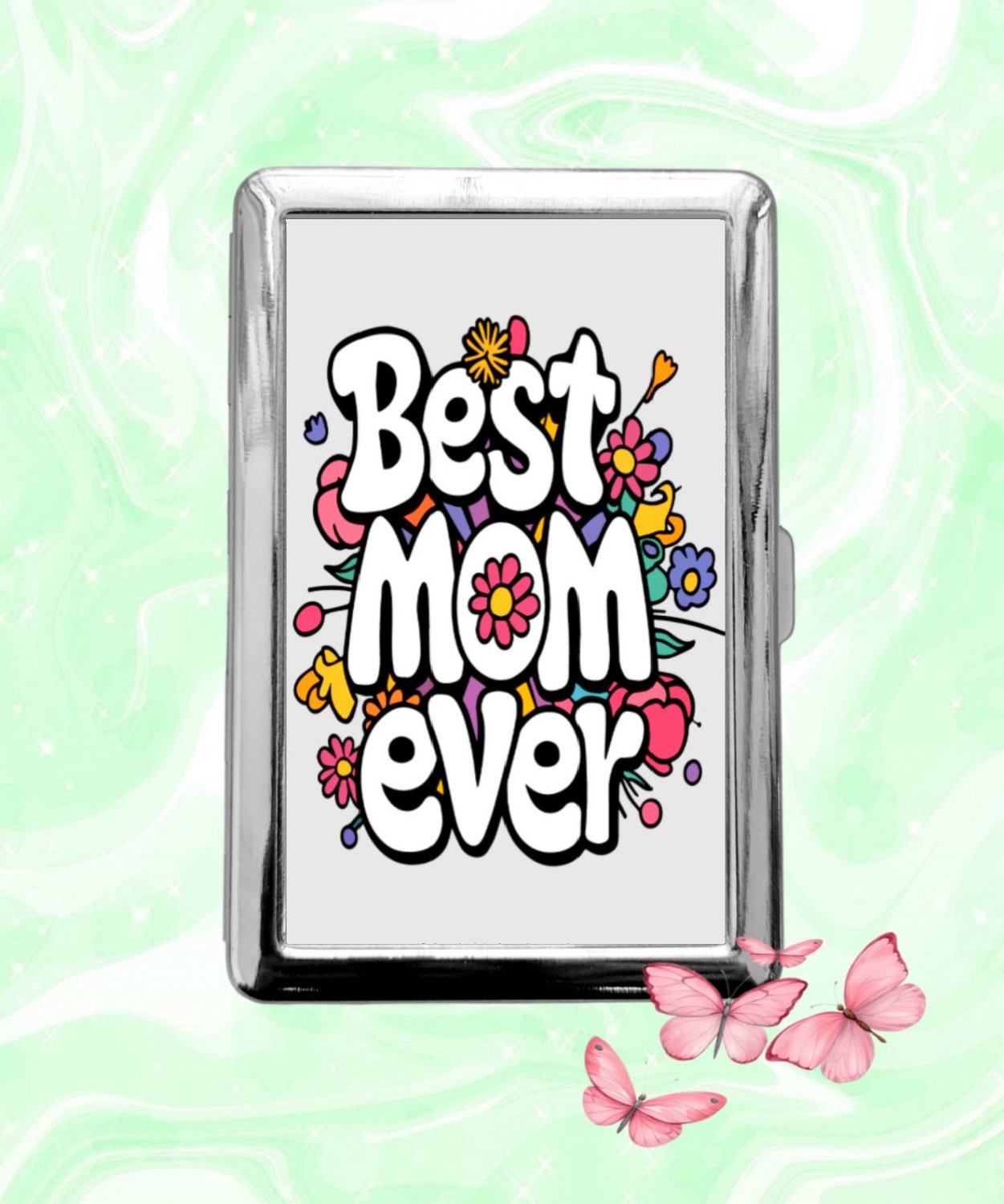 Best Mom Ever mother's day Cigarette Case Metal Wallet Business ID Credit Card Holder