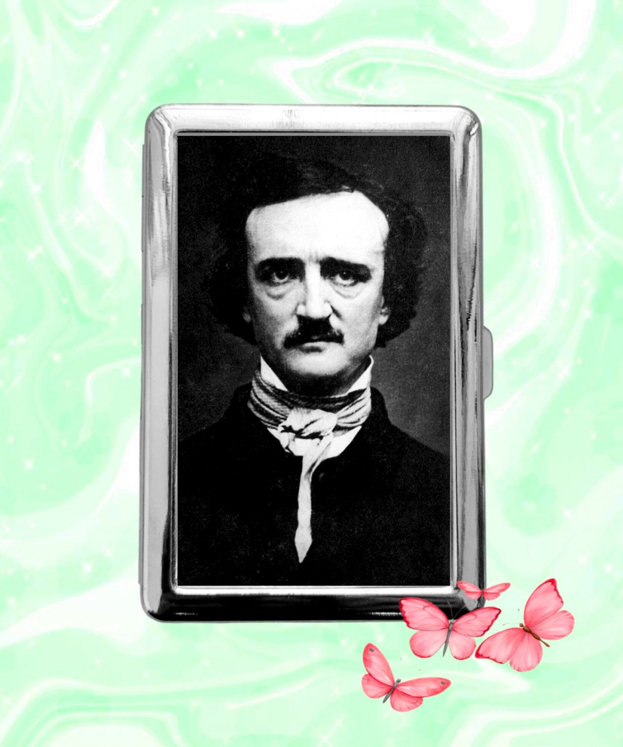 Edgar Allan Poe Card Holder Metal Wallet Business ID Credit Cigarette Case