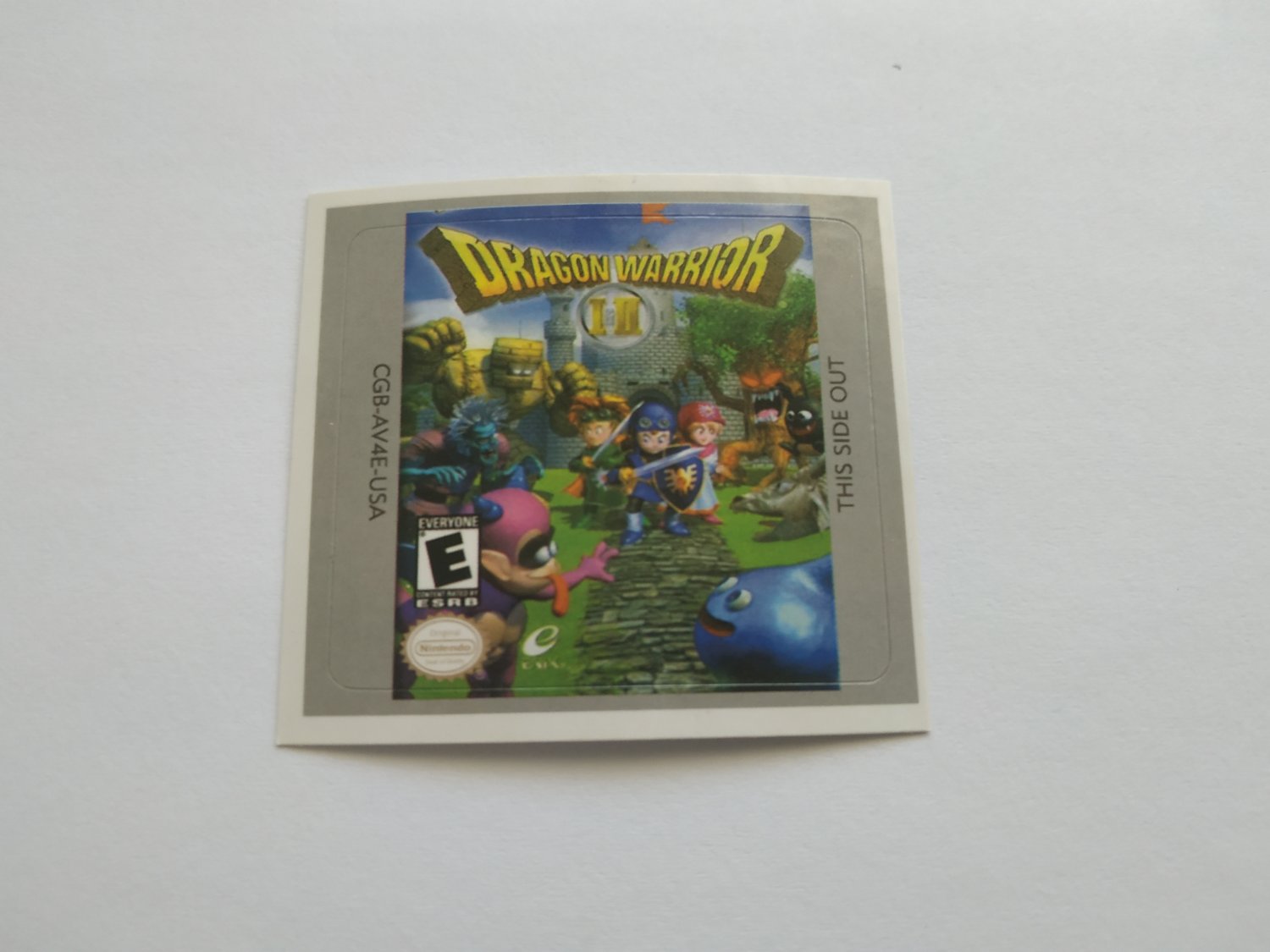 DRAGON WARRIOR I + II (USA) Game Boy / GameBoy COLOR GBC GB replacement Label
