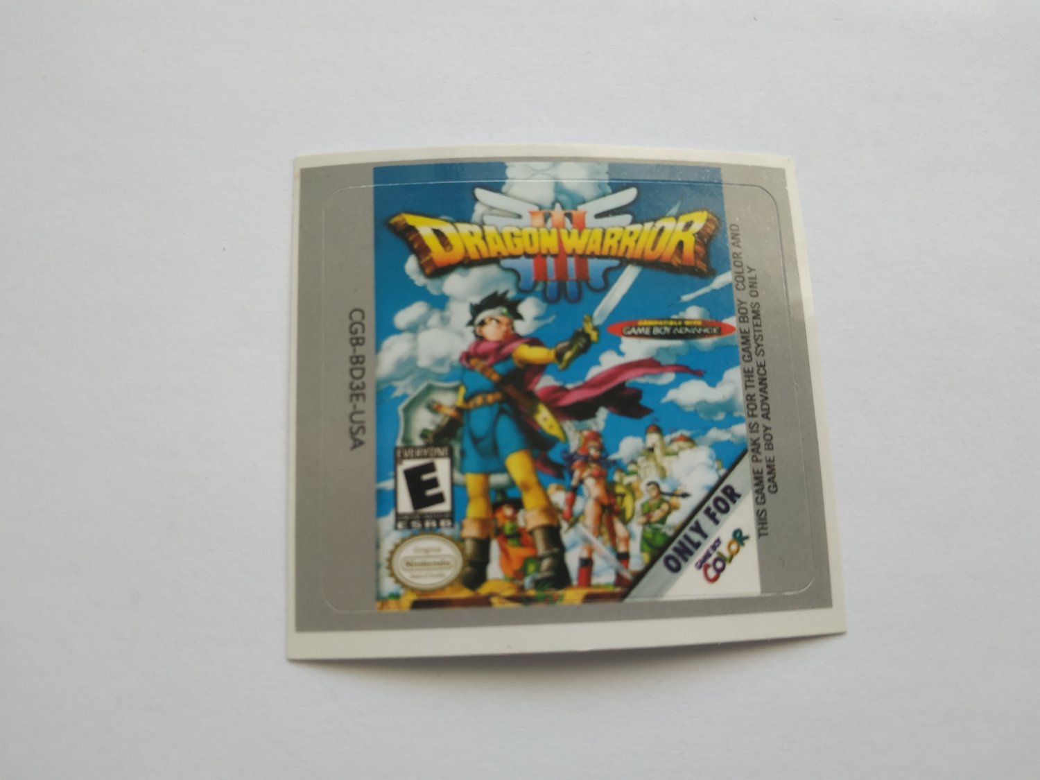 DRAGON WARRIOR III (USA) Game Boy / GameBoy COLOR GBC GB replacement Label