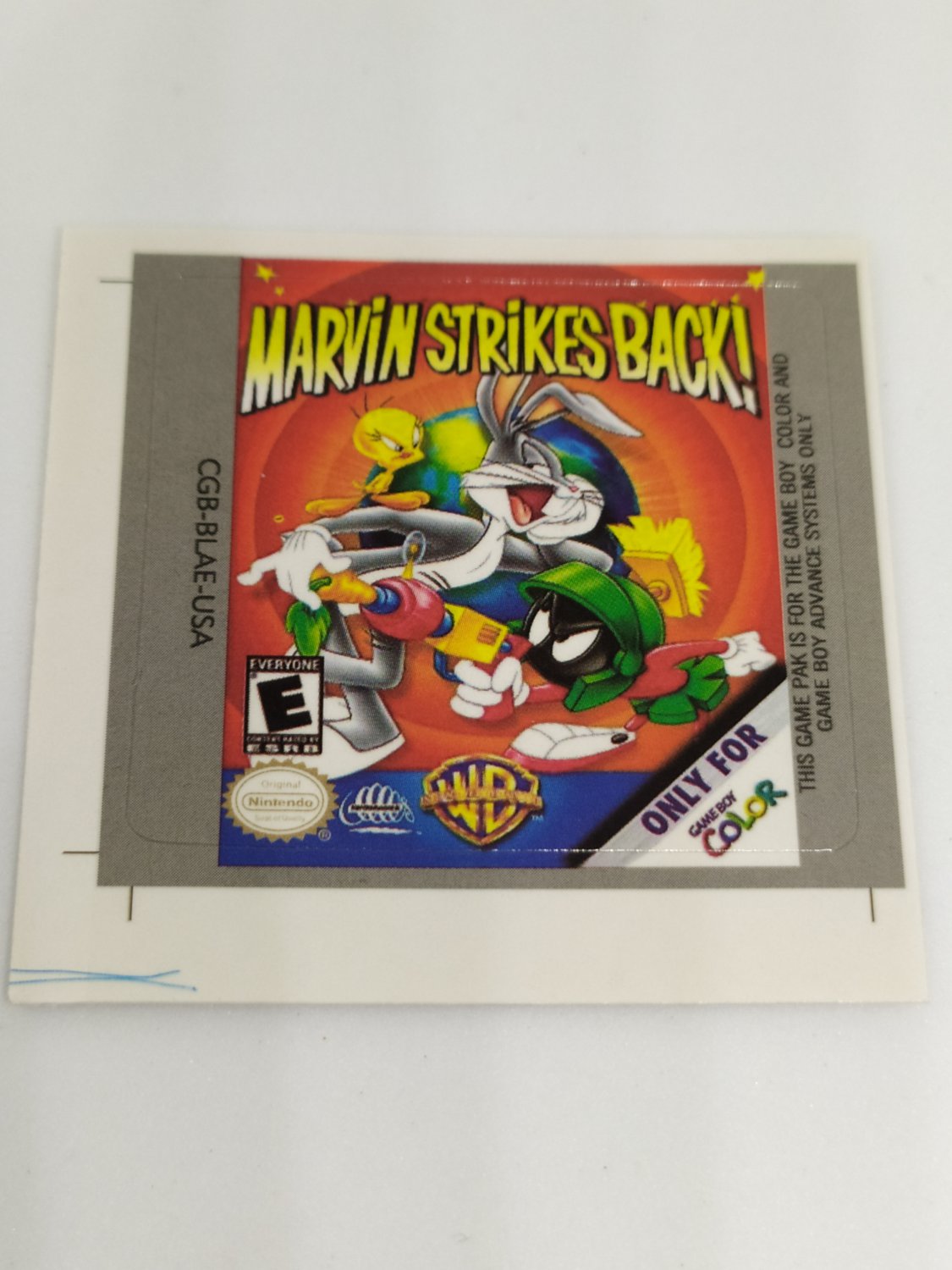 MARVIN STRIKE BACK (USA) Game Boy / GameBoy GB replacement Label