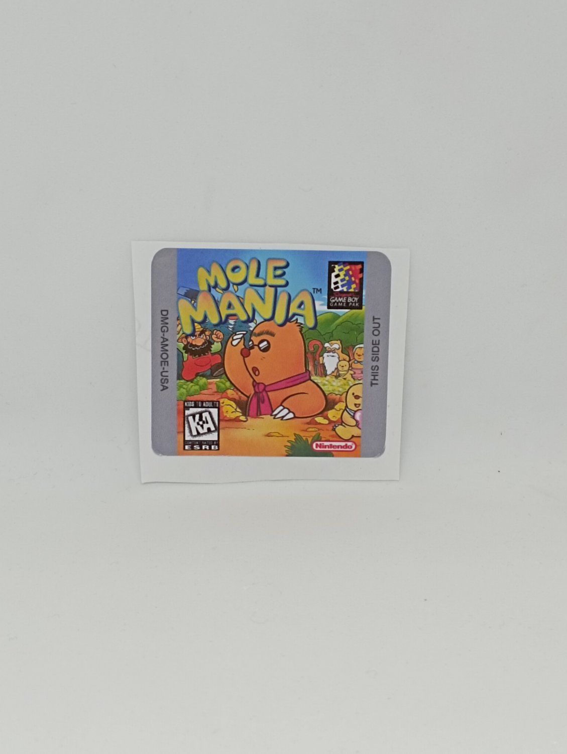 MOLE MANIA (USA) Game Boy / GameBoy GB replacement Label
