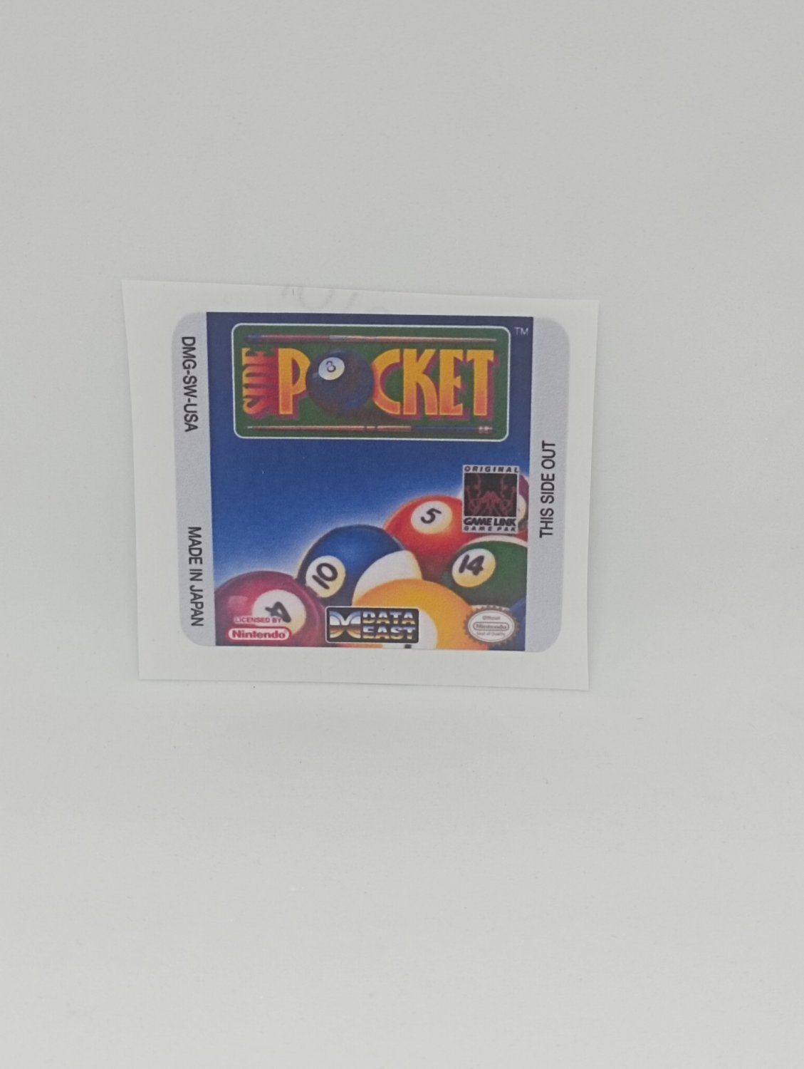 SIDE POCKET (USA) Game Boy / GameBoy GB replacement Label