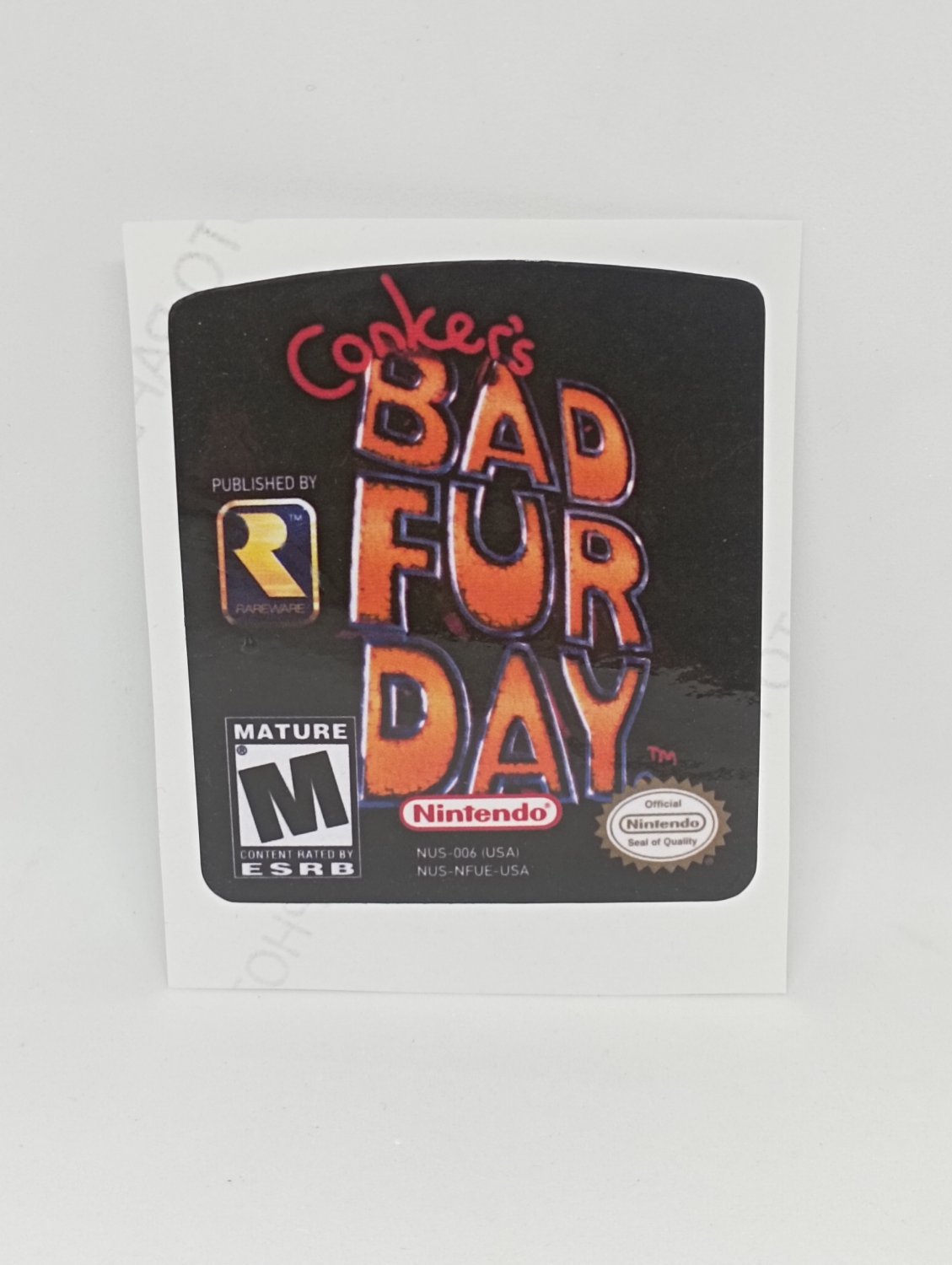 CONKER'S BAD FUR DAY (USA) Nintendo 64 N64 replacement Label Decal