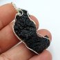 P0630 : Translucent Tektite Pendant - Copper Wire Wrap, Silver Tone (8.4g, 5.4x2x0.5cm)