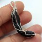 P0630 : Translucent Tektite Pendant - Copper Wire Wrap, Silver Tone (8.4g, 5.4x2x0.5cm)