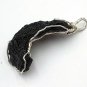 P0630 : Translucent Tektite Pendant - Copper Wire Wrap, Silver Tone (8.4g, 5.4x2x0.5cm)