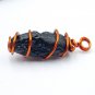 P0618 : Tektite Pendant - Rod Shape, Copper Wire Wrap (26g, 6.4x2.1x2.3cm)