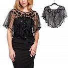 VINTAGE SEQUIN EMBROIDERED WRAP CAPE SHAWLNEW