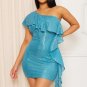 ONE SHOULDER RUFFLE DRAPE SEQUIN MINI DRESS Brand New