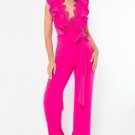 PINK CROCHET & LACE TOP FASHION JUMPSUIT *NEW*