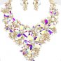 Flower Glass Cluster Statement Evening Necklace