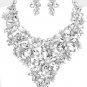 Flower Glass Cluster Statement Evening Necklace