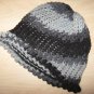 Gray waves skully knit hat