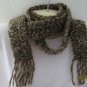 Brown Waves crocheted scarf with fringe