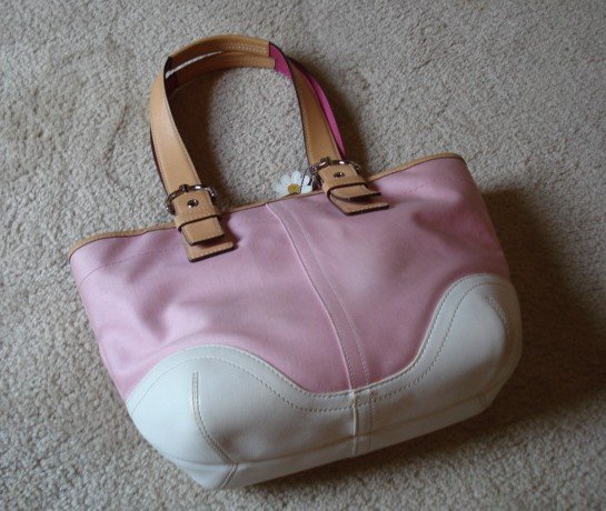 Authentic Coach Pink White Hampton Tote Handbag