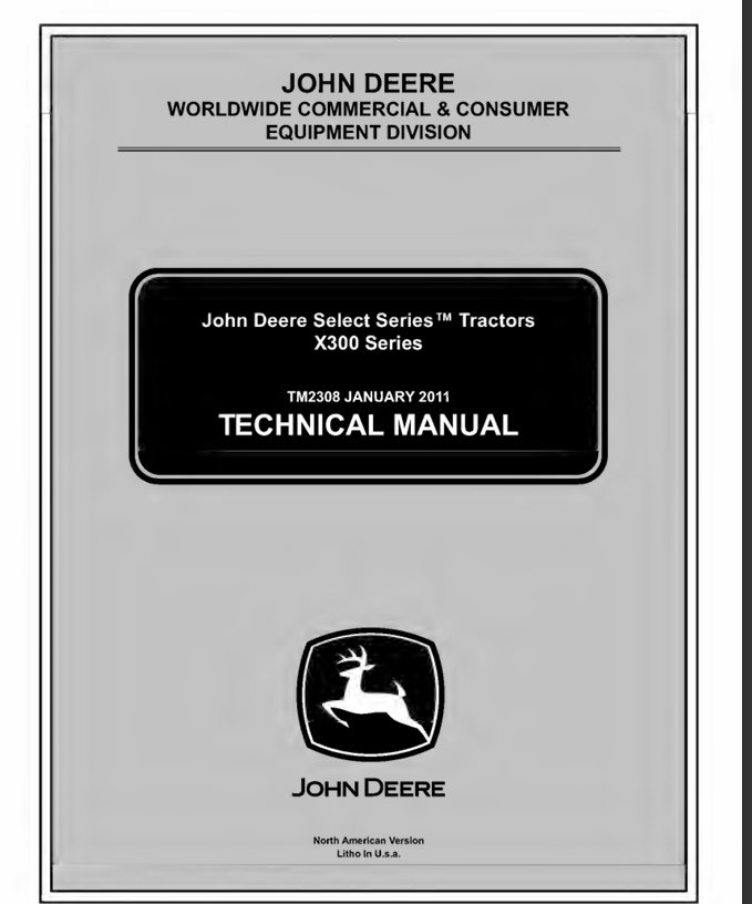 John Deere X300, X310, X304 X320 X324 X340 X360 Tractors Technical Manual TM2308 Service Repair PDF