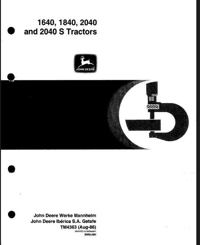 TM4363 John Deere 1640 1840 2040 2040S Tractors Repair Service Technical Manual PDF Download