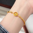 24K Gold Bracelet: Bird's Nest Bead, Fine Gold Chain Link