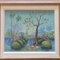 2000 Signed Wilford M. Constant Haitian Naif Folk Art Flamingo Jungle Painting