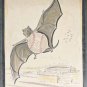 Vintage R. Horwitz Baseball Bat Sports Stadium Cartoon Watercolor Art Painting