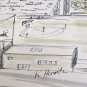 Vintage R. Horwitz Baseball Bat Sports Stadium Cartoon Watercolor Art Painting
