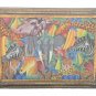 Original & Signed P.T Donald Haitian Naif Folk Animal Jungle Art Framed Painting