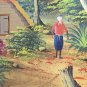 Framed & Signed Haitian Naif Art Scenic Countryside Village Painting Haiti