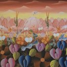 Rare & Original Robert Damour Tropical Landscape Haitian Naif Folk Art Painting Rare & Original Robert Damour Tropical Landscape Haitian Naif Folk Art Painting