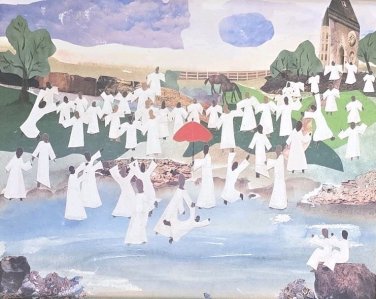 Red Umbrella Down By The River" by Allen Stringfellow African American Folk Art