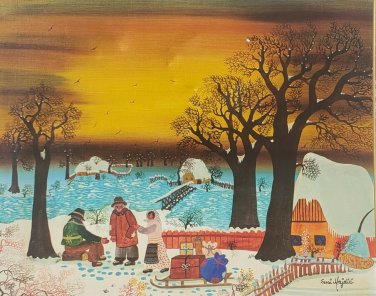 Signed Susi Majdic Winter Landscape Art Croatia Serbia Yugoslavia Painting