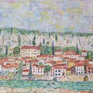 Rare 1987 Signed Daniel Village of Vogüé in Ardèche Painting After Gustav Klimt Rare 1987 Signed Daniel Village of Vogüé in Ardèche Painting After Gustav Klimt