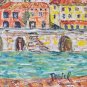 Rare 1987 Signed Daniel Village of Vogüé in Ardèche Painting After Gustav Klimt