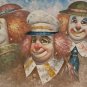 Signed William Moninet - Three Circus Clowns - Original Art Large Oil Painting