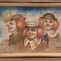 Signed William Moninet - Three Circus Clowns - Original Art Large Oil Painting