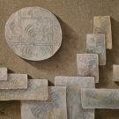 WOW!! RARE SIGNED MYUNG MARIO JUNG POTTERY GEOMETRIC ABSTRACT ART SAND PAINTING