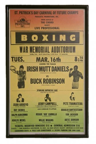1982 Buck Robinson vs Irish Mutt Daniels Framed Boxing Poster War Auditorium