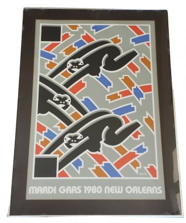 1980 Original Robert Gordy New Orleans Mardi Gras Poster Art Black Memorabilia