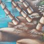 Vintage Signed Etienne Haitian Naif Art Caribbean Scenic Village Painting Haiti
