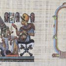 Framed King Tutankhamun & Queen Ankhesenamun Egypt Papyrus Art Signed Painting