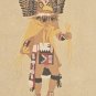 Signed 1974 R. Johnson Eagle Dancer Native Indian Sand Painting Framed Art