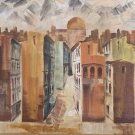 Original Magi Puig Large Abstract Urban Landscape / Cityscape Painting P. Magi