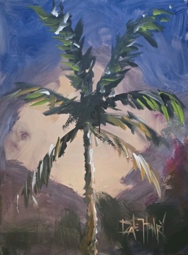 Signed & Original Dale Henry PAINTMAN Tropical Palm Tree Scenic Painting FLORIDA