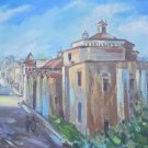 1986 Signed Carlos Hidalgo Church of Santa Barbara Painting Dominican Republic